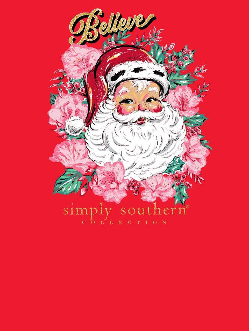 L/Sleeve Floral Red Santa Shirt