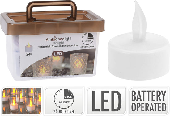 Tea Light LED set with Timer (24 lights included)