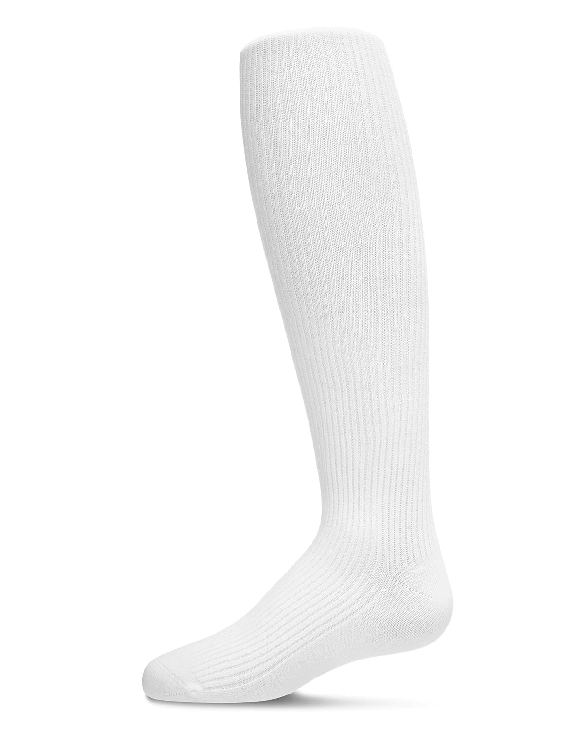 Winter White Infant Thin Ribbed Cotton Blend Basic Non-Binding Tights