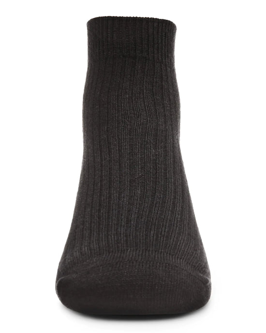 Black Thin Ribbed Cotton Kids Anklet Sock