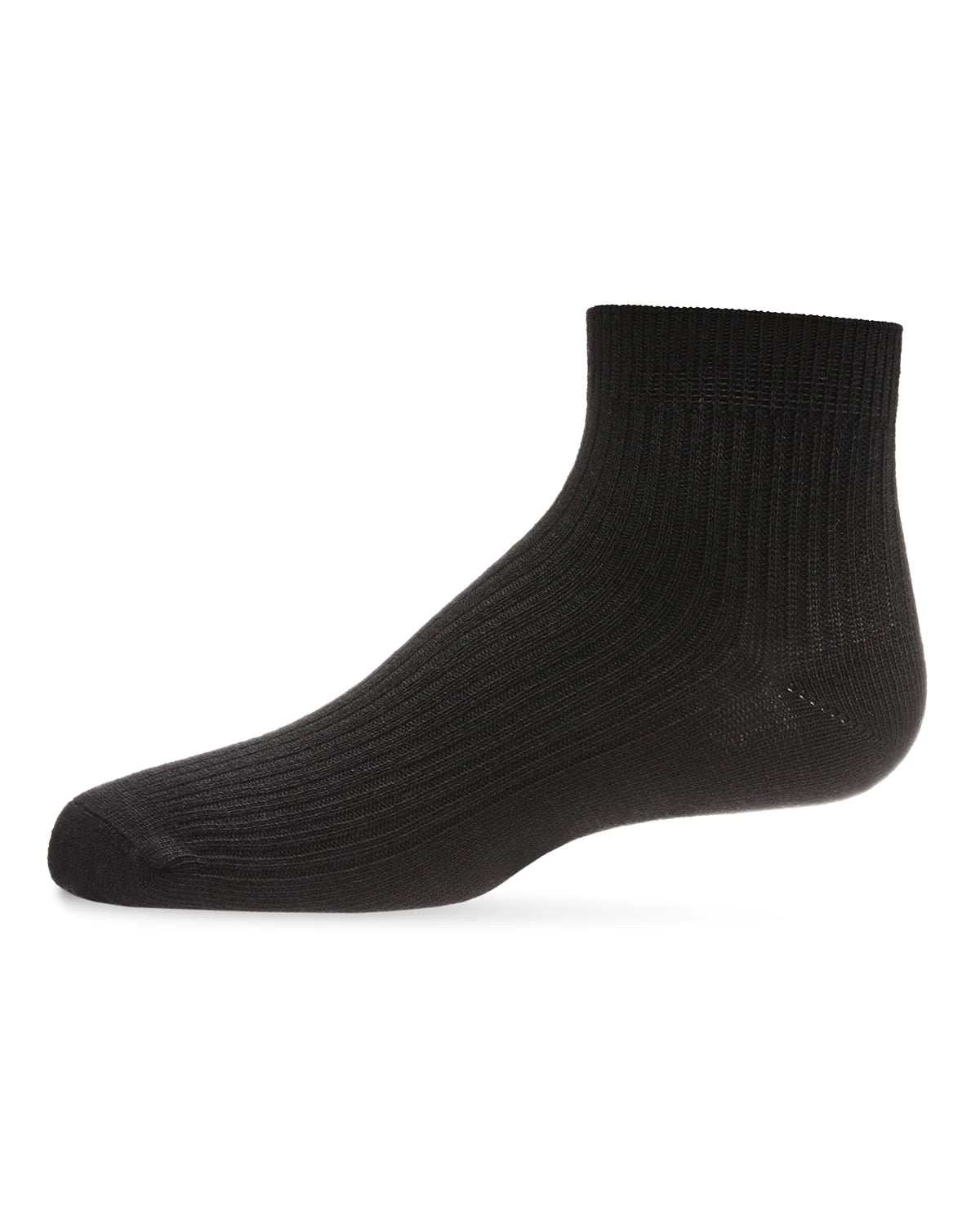 Black Thin Ribbed Cotton Kids Anklet Sock