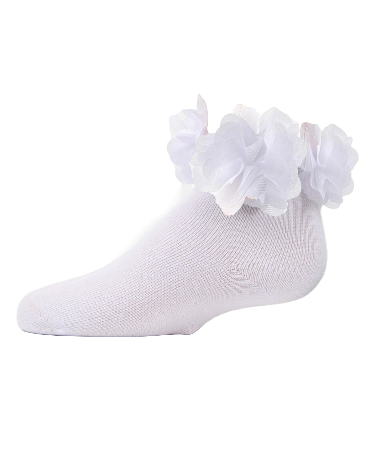 White Floral Halo Girls Cotton Blend Anklet Socks