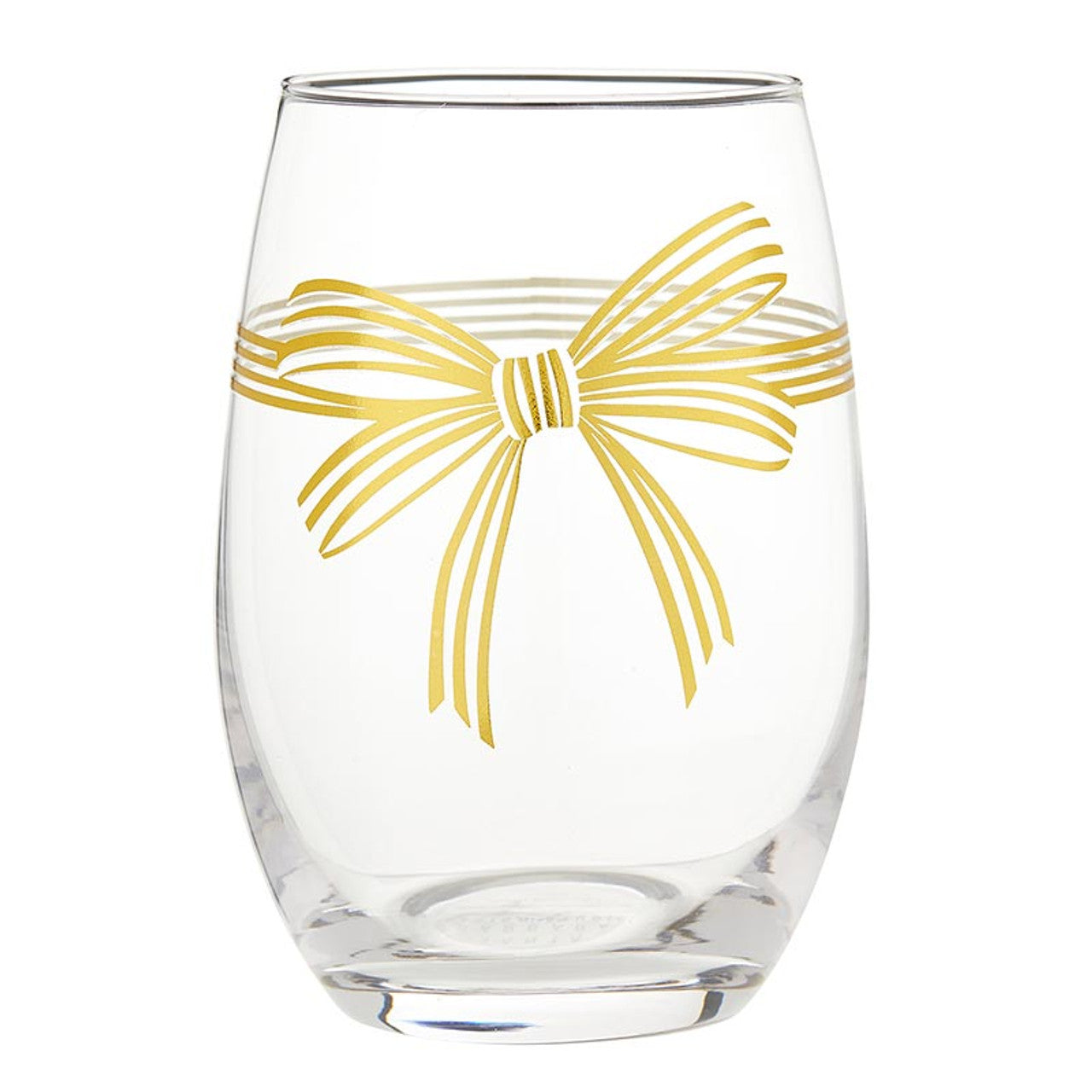 Gold Bow Stemless Wine Glass in Gift Box