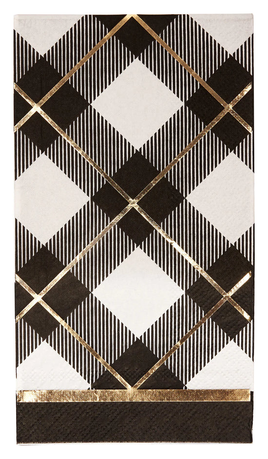 Buffalo Check Black/White/Gold Paper Guest Towel/20 Pack