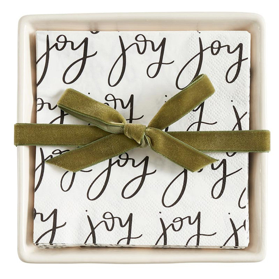 Joy Ceramic Napkin Tray & Napkins