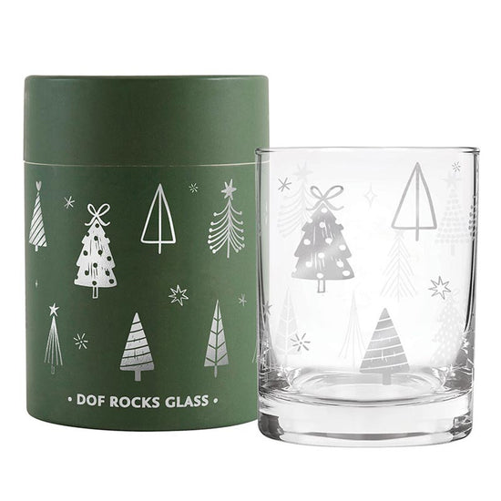 Silver Tree Rocks Glass in Gift Box