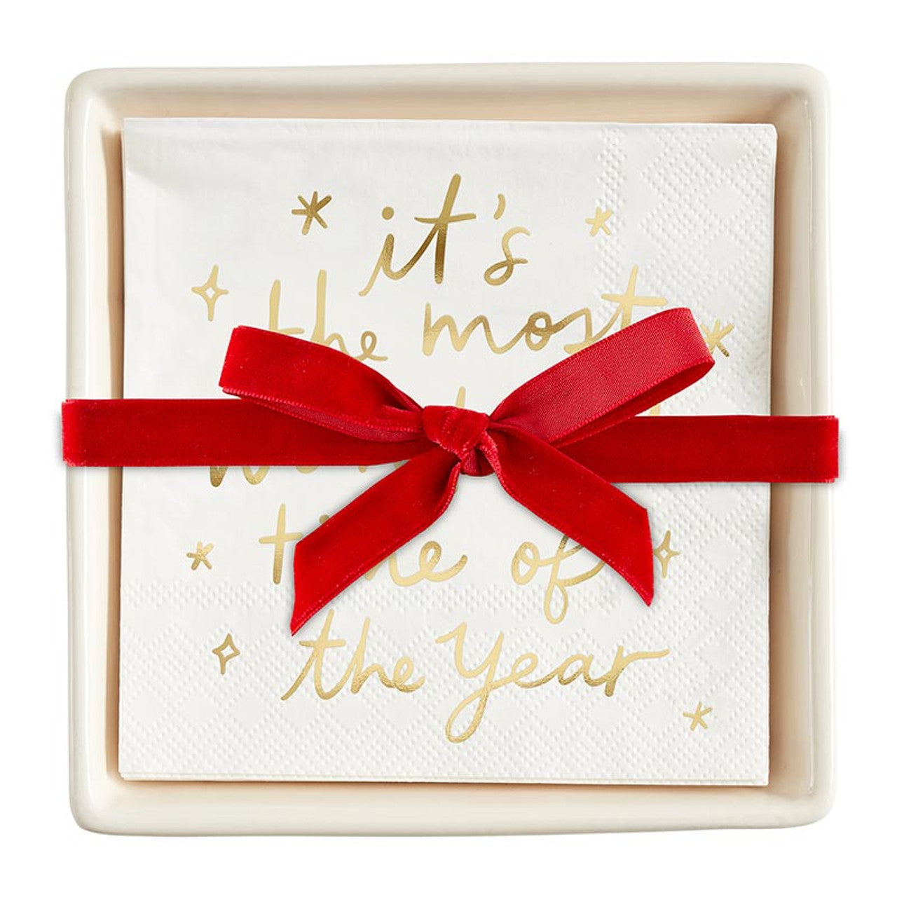 The Most Wonderful Time Ceramic Napkin Tray + Napkins