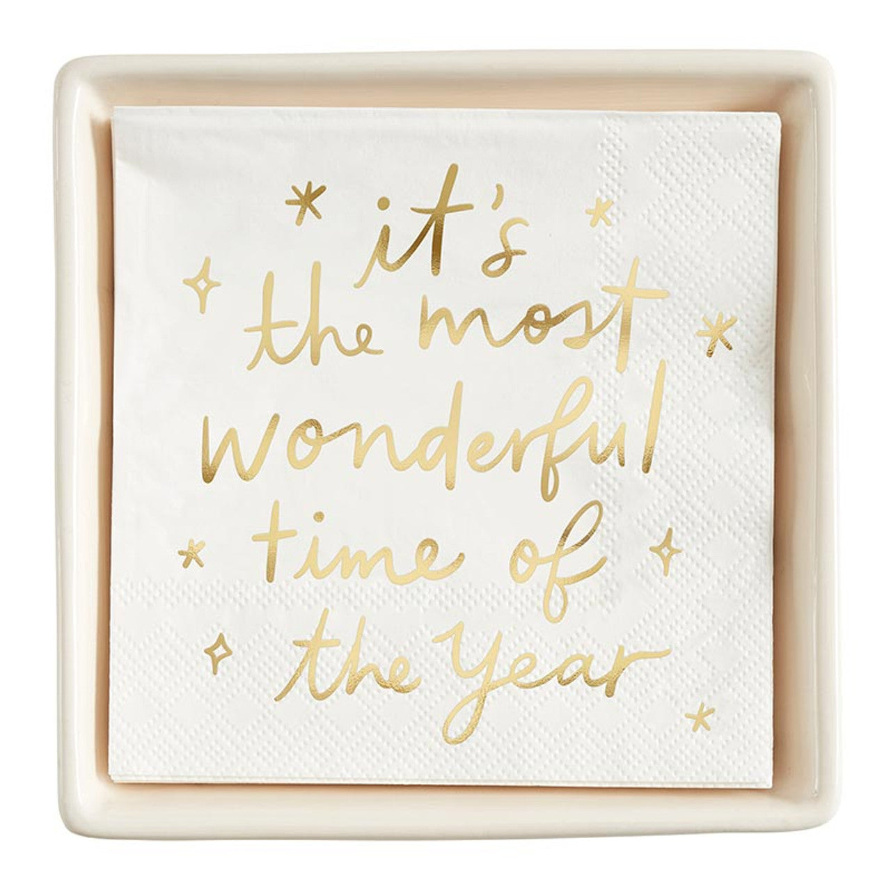 The Most Wonderful Time Ceramic Napkin Tray + Napkins