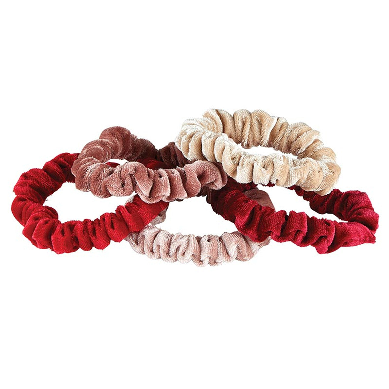 Set/5 Red Velvet Present Ornament Scrunchies