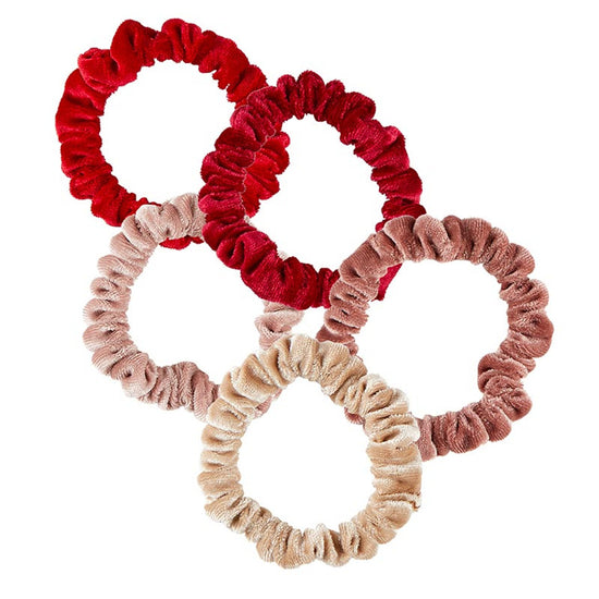 Set/5 Red Velvet Present Ornament Scrunchies