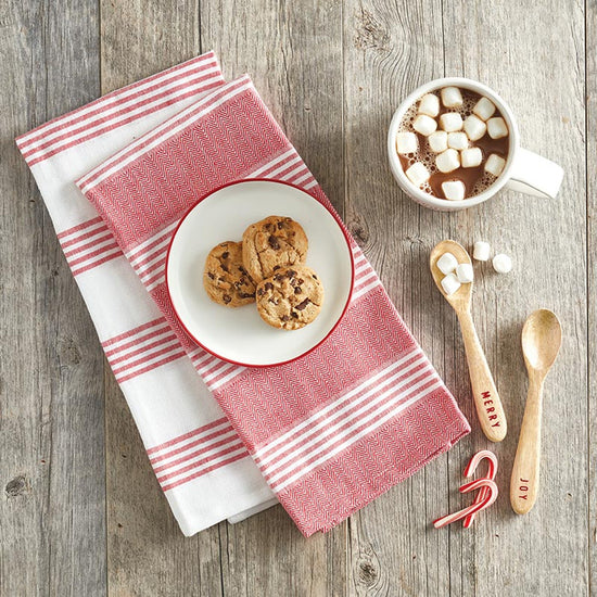 Red/White Stripe Dish Towel & Spoon Set