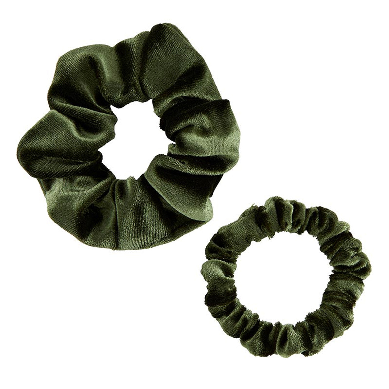 Set of 2 Green Velvet Tree Ornament Scrunchie