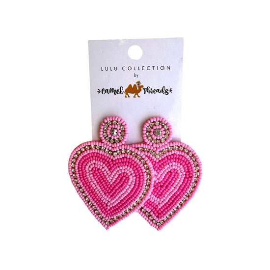 Sweet Pink Beaded & Embellished Earrings