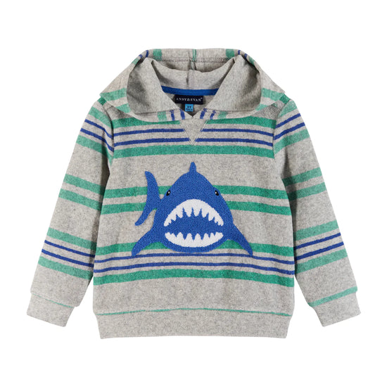 French Terry Shark Hoodie Set | Gray