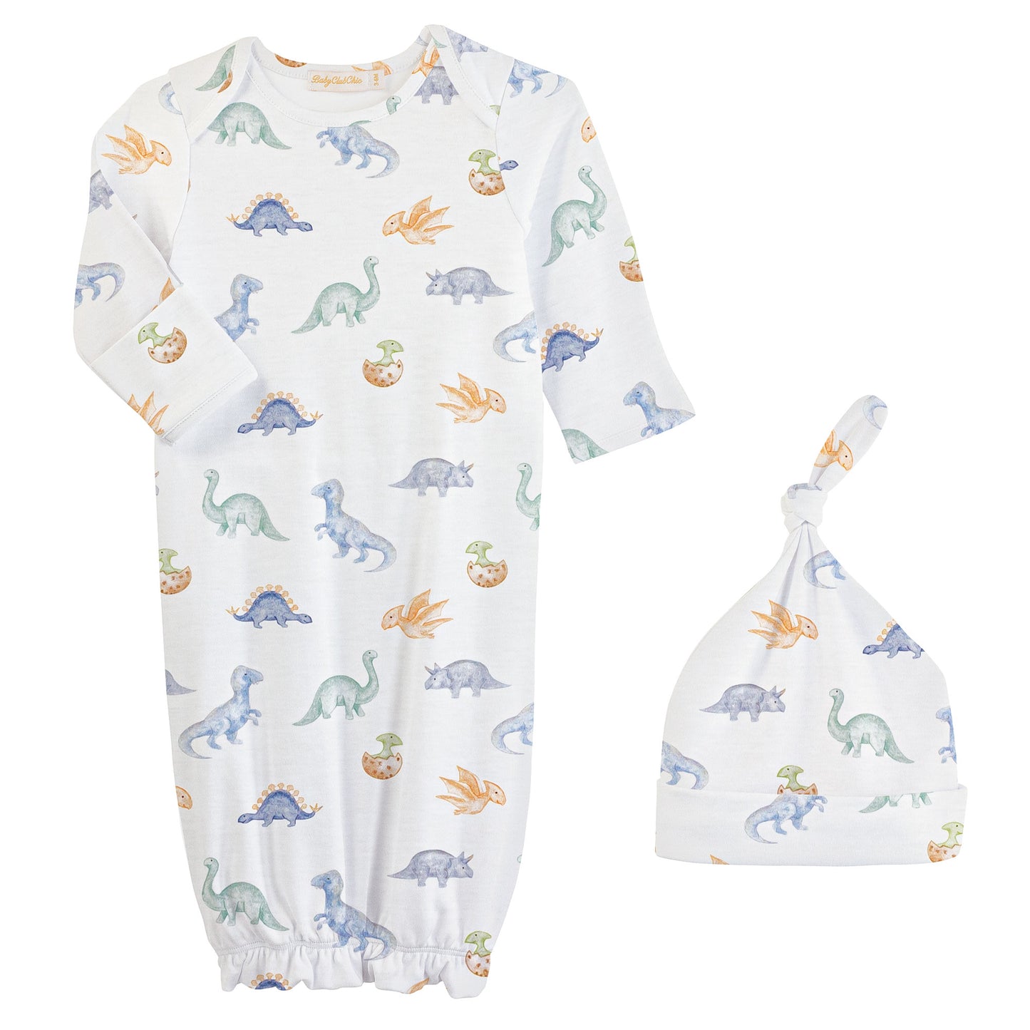 0-3M Baby Dinos Gown & Hat Set