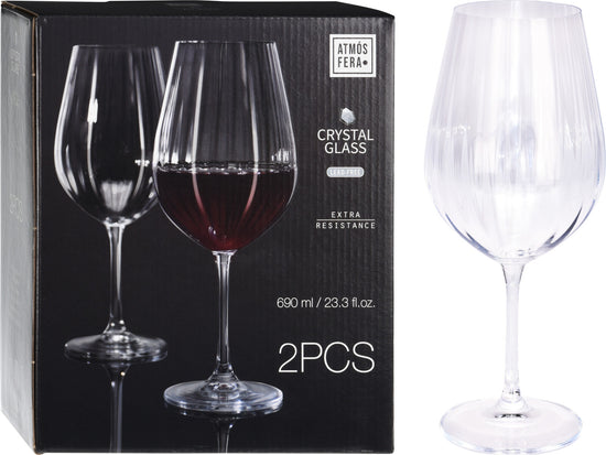 Red Wine Crystalline Glasses Set of 2