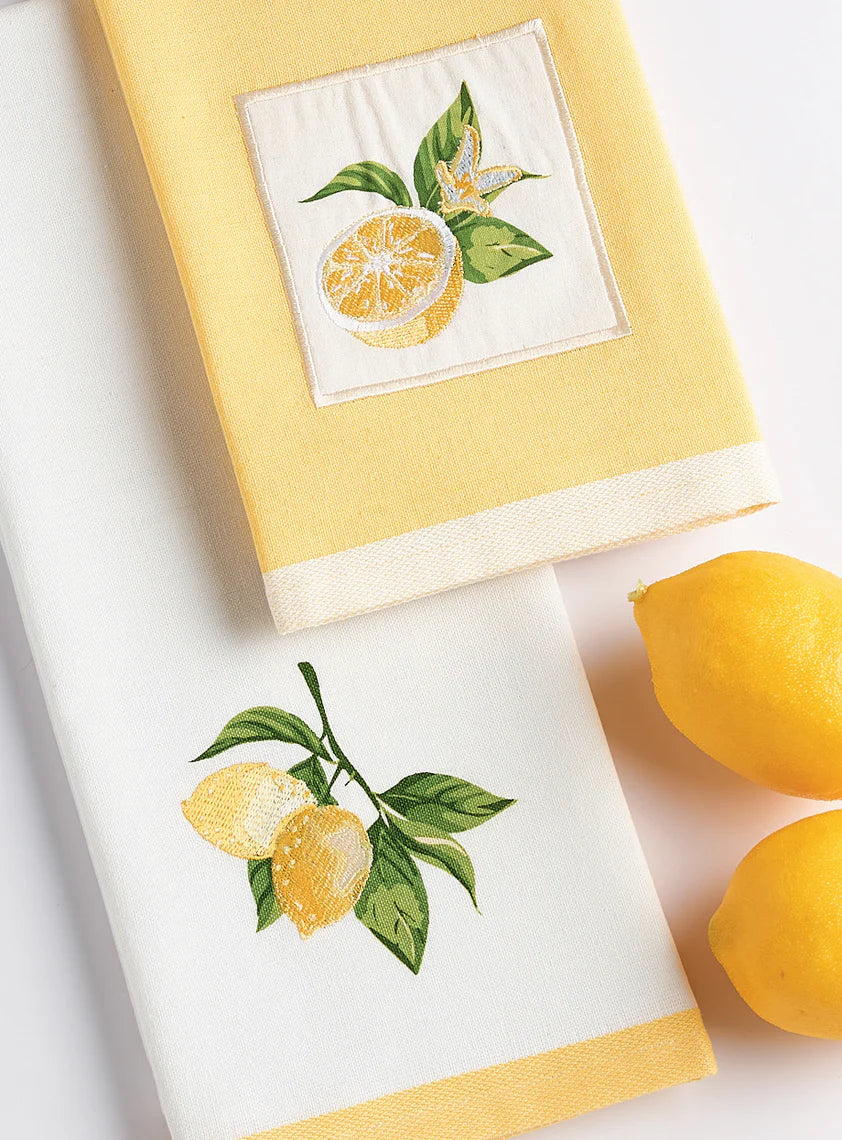 Lemon Branch Embellished Dishtowel