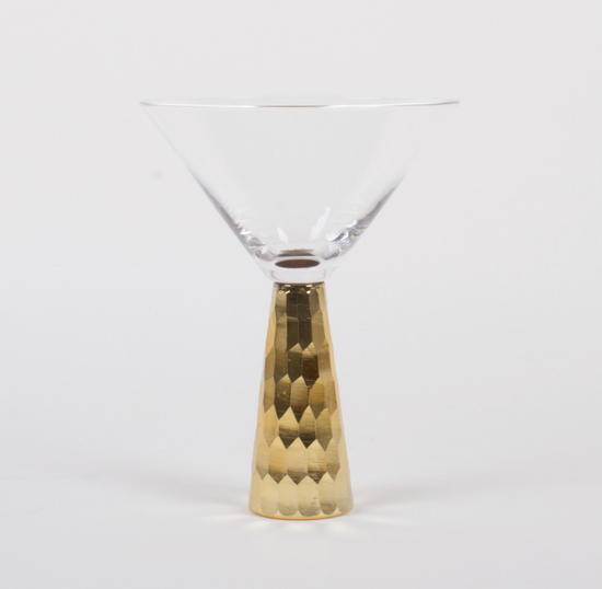 Hammered Martini Glass with Gold Geo