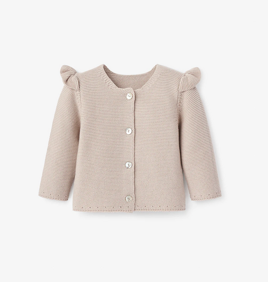 Taupe Flutter Sleeve Baby Cardigan