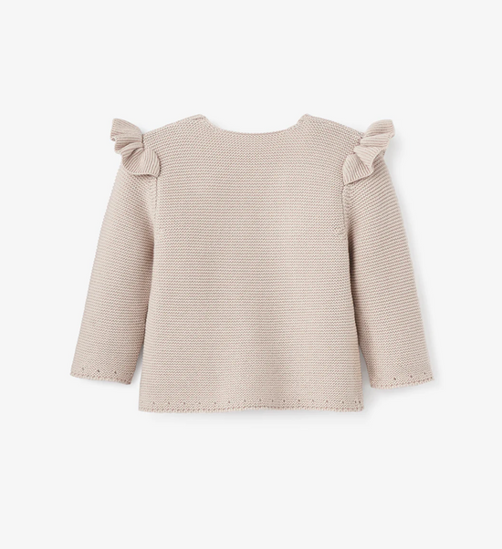 Taupe Flutter Sleeve Baby Cardigan