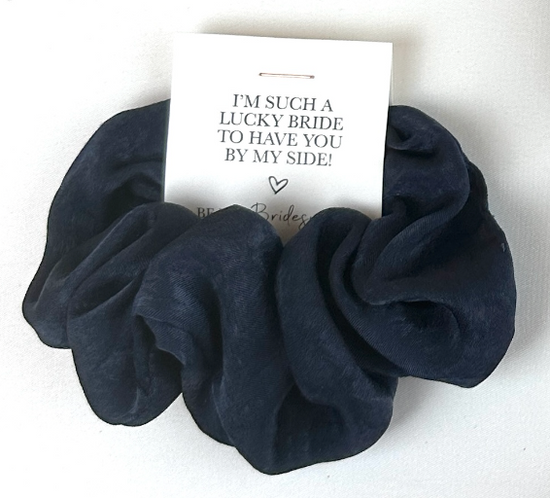 'I'm Such A Lucky Bride To Have You By My Side!'' Satin Hair Scrunchie