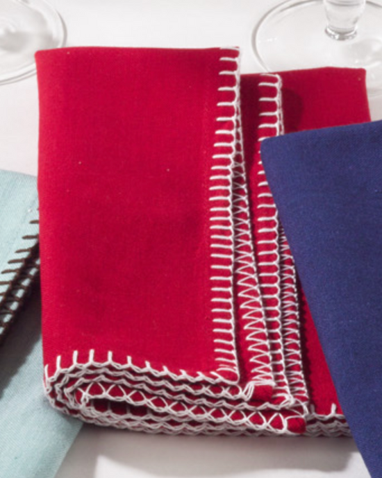 Individual Red Whip Stitched Napkins