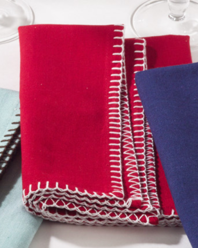 Set/4 Red Whip Stitched Napkins