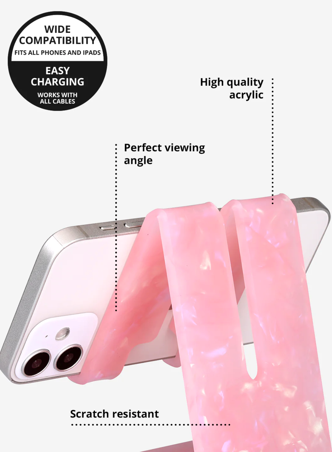 Rose Quartz Acrylic Phone Stand