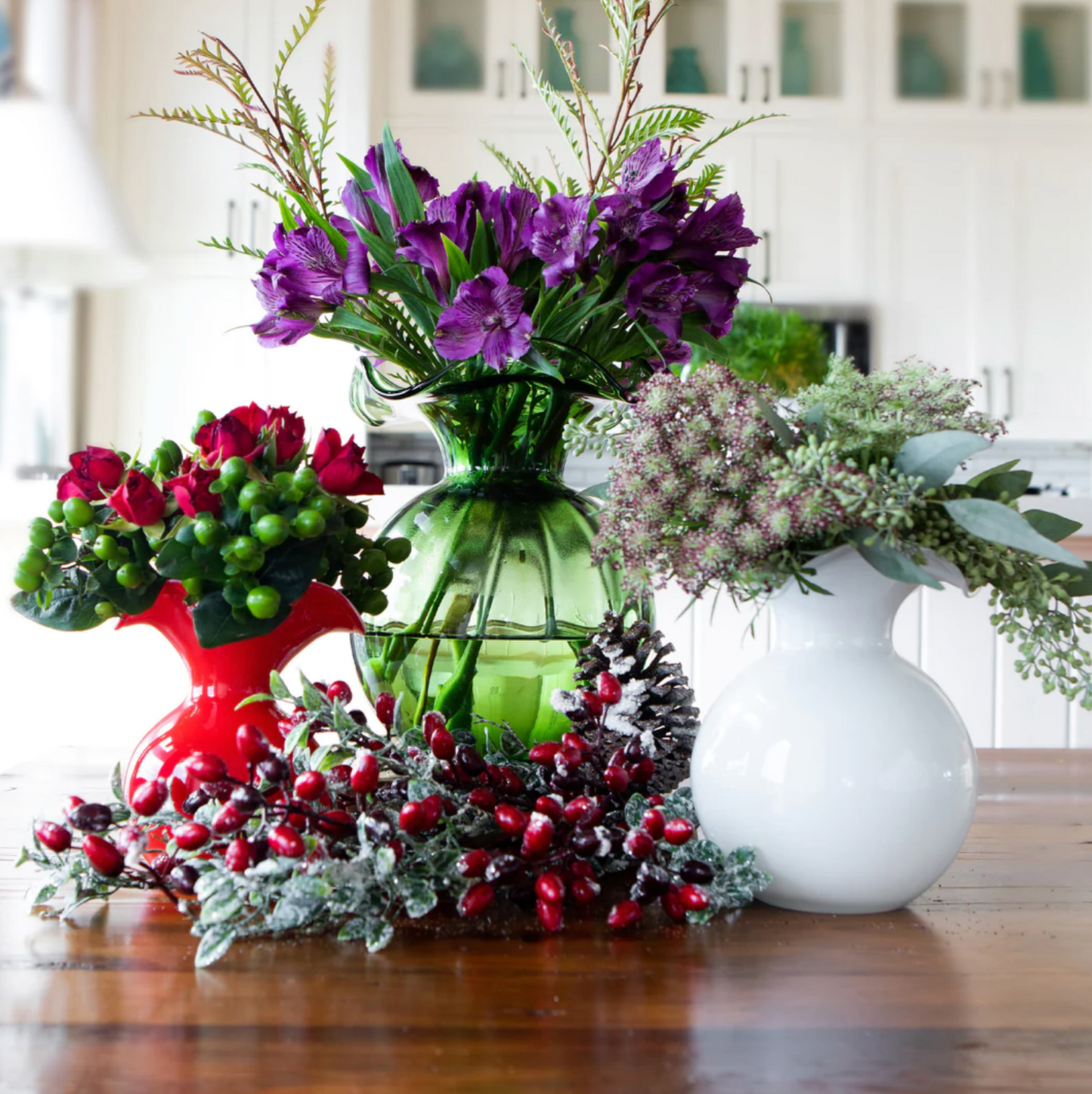 Hibiscus Dark Green Medium Fluted Vase