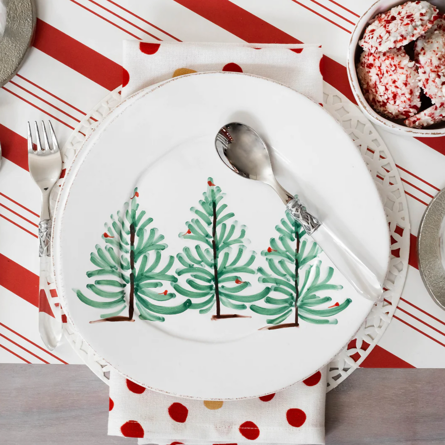 Melamine Lastra Holiday Tree Dinner Plate