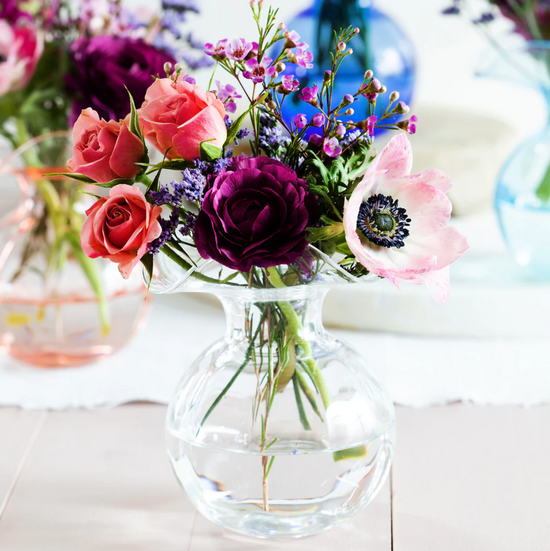 Hibiscus Clear Small Fluted Vase