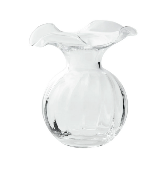 Fluted Hibiscus Glass Clear Small Vase