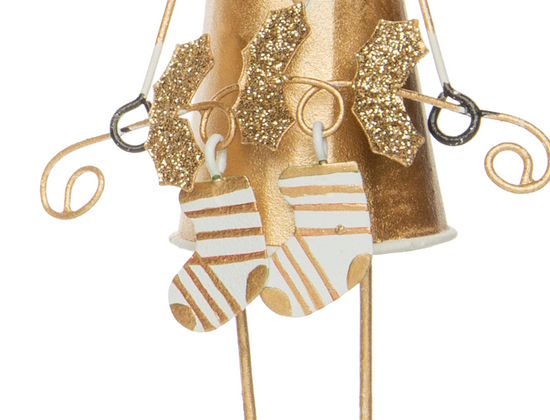 Tin Golden Santa Ornaments with Dangling Legs