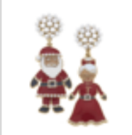 Mr & Mrs Santa Clause Pearl Cluster Earrings