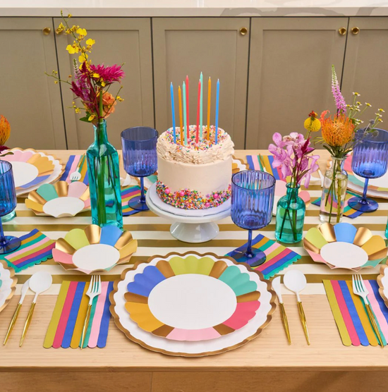 Scalloped Dinner Paper Plates Multicolor Set/8