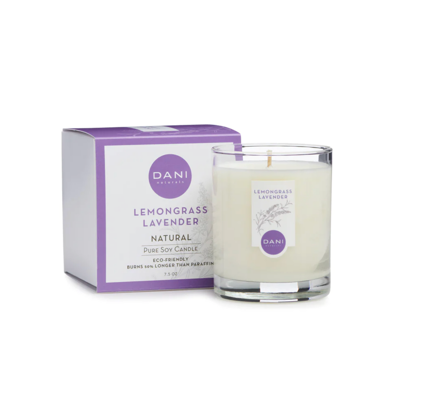 Lemongrass Lavender Small Glass Candle, 7.5oz