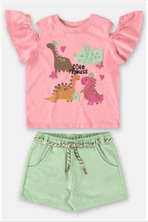 Dino Princess Ruffle Sleeve Top & Short Set