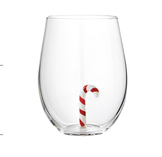 Set/4 CandyCane Figurine Wine Glass