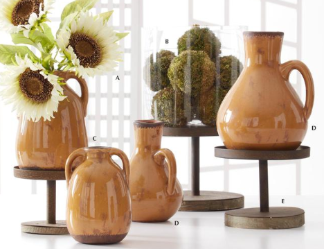 Crackled Butterscotch Glazed Terracotta Jugs with Handles