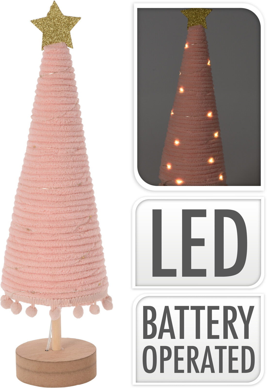 Woolen Pink Tree with LED lights