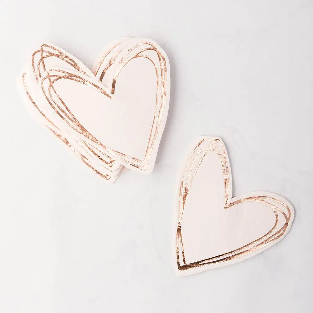 Heart Napkins with Rose Gold Foil