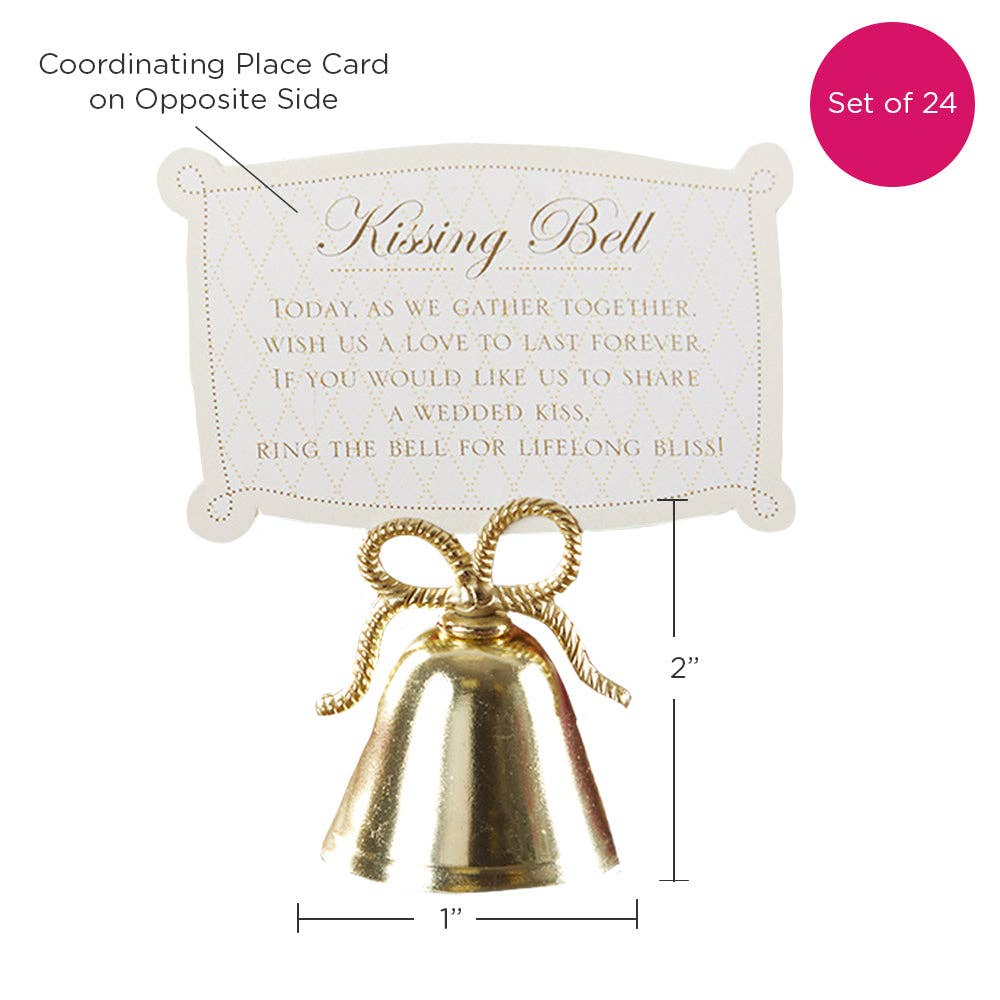 Gold Kissing Bells Place Card/Photo Holder (Set of 24)