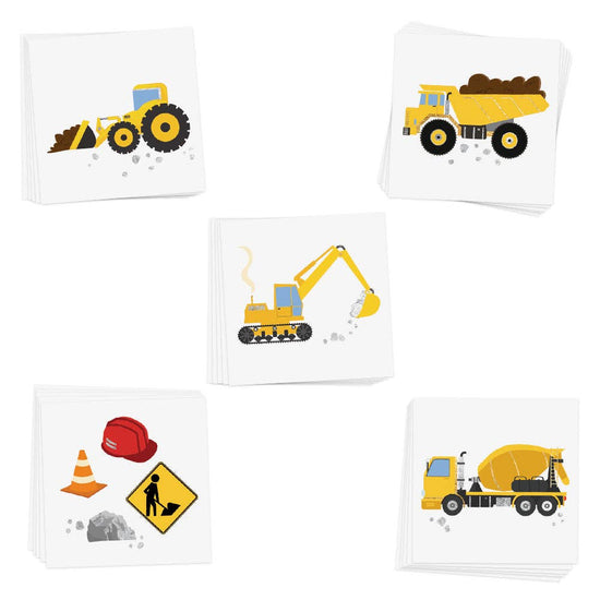 CONSTRUCTION ZONE kids metallic temporary tattoo variety set