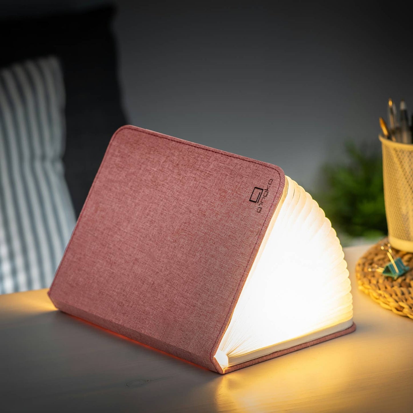 Linen Fabric Smart Book Light: Blush pink / Mini