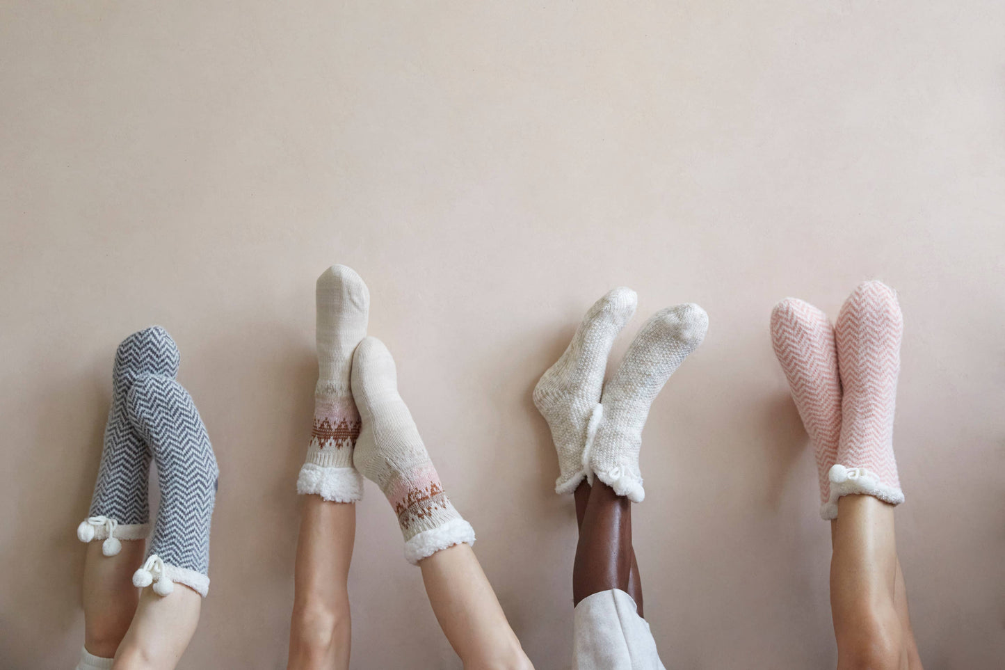 Chevron Slipper Socks in Grey