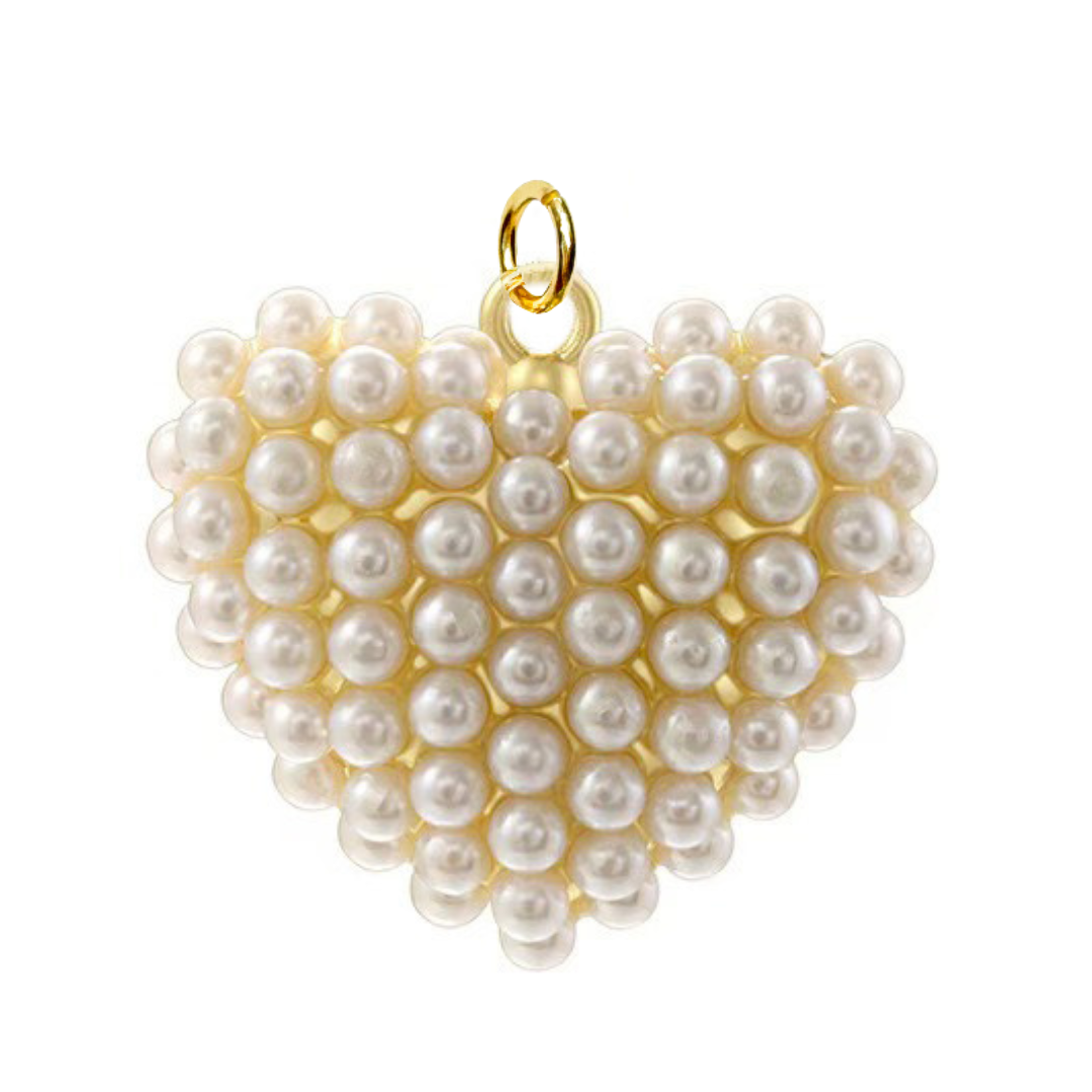 Pearl Heart Charm For Charm Necklace