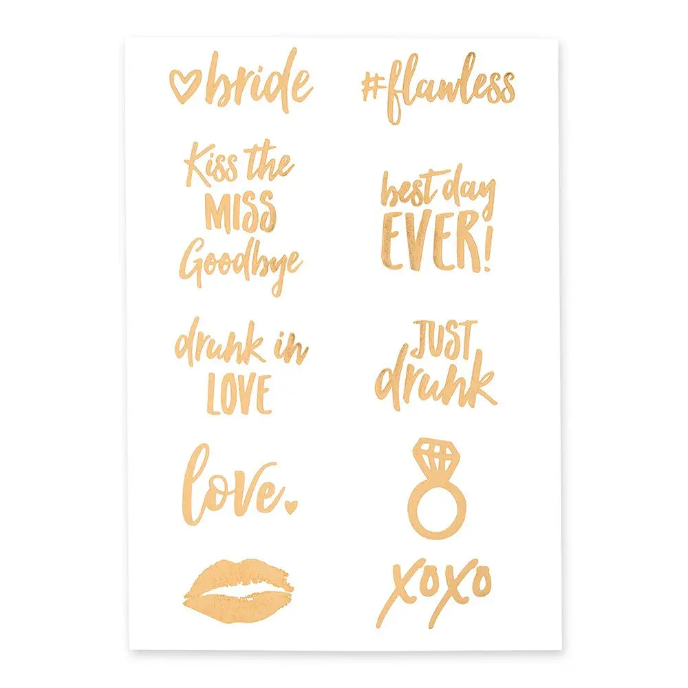 Temporary Gold Bachelorette Party Tattoos