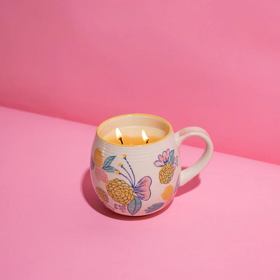 Colorful Floral Candle/Mug Duo in Sweet Grace Scent