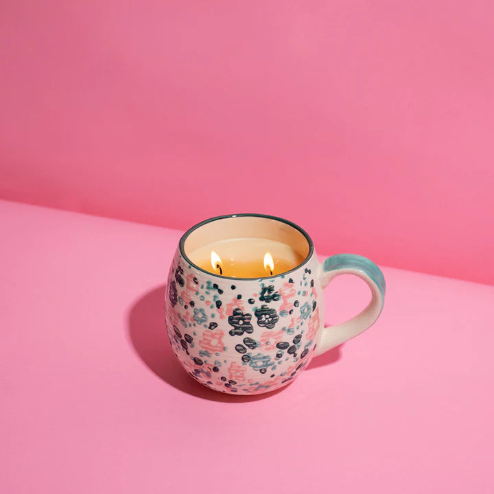 Abstract Floral Candle/Mug Duo in Sweet Grace Scent