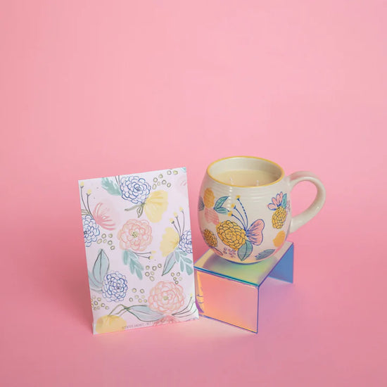 Colorful Floral Candle/Mug Duo in Sweet Grace Scent